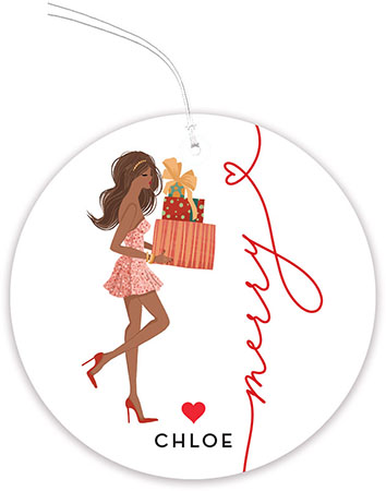 Hanging Gift Tags by Modern Posh (Holiday Girl with Gifts Multicultural)