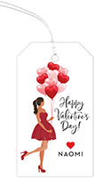 Valentine's Day Hanging Gift Tags by Modern Posh (Holiday Girl with Heart Balloons Multicultural)