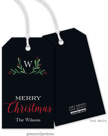 Hanging Gift Tags by PicMe Prints (Merry Monogram Black) Hanging Gift Tags by PicMe Prints (Merry Monogram Black)