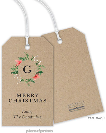 Hanging Gift Tags by PicMe Prints (Berries & Blooms Wreath Kraft)