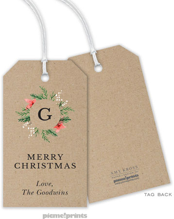 Hanging Gift Tags by PicMe Prints (Berries & Blooms Wreath Kraft) Hanging Gift Tags by PicMe Prints (Berries & Blooms Wreath Kraft)