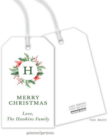 Hanging Gift Tags by PicMe Prints (Berries & Blooms Wreath White) Hanging Gift Tags by PicMe Prints (Berries & Blooms Wreath White)