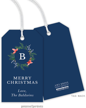 Hanging Gift Tags by PicMe Prints (Berries & Blooms Wreath Navy) Hanging Gift Tags by PicMe Prints (Berries & Blooms Wreath Navy)
