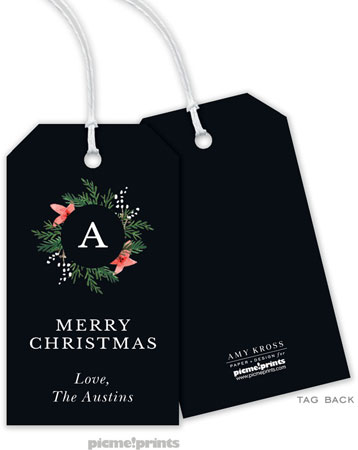 Hanging Gift Tags by PicMe Prints (Berries & Blooms Wreath Black) Hanging Gift Tags by PicMe Prints (Berries & Blooms Wreath Black)
