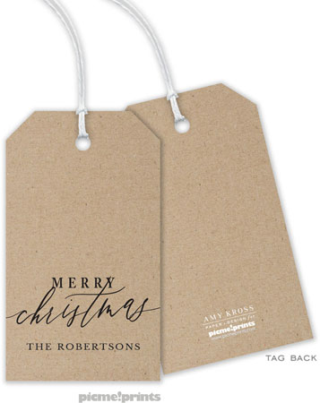 Hanging Gift Tags by PicMe Prints (Merry Christmas Calligraphy Kraft) Hanging Gift Tags by PicMe Prints (Merry Christmas Calligraphy Kraft)