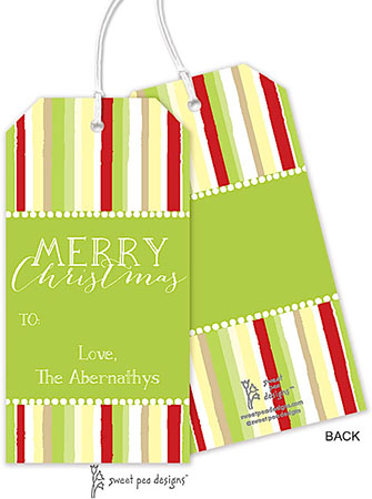 Hanging Gift Tags by Sweet Pea Designs (Casual Stripes Red & Lime)