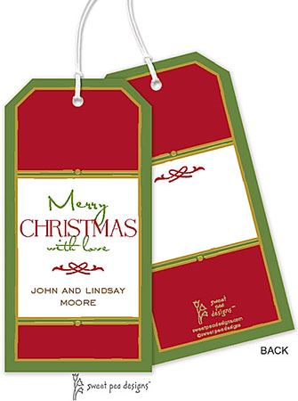 Hanging Gift Tags by Sweet Pea Designs (Vintage Frame Red & Green)