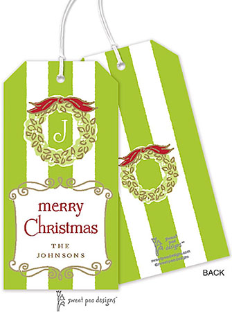 Hanging Gift Tags by Sweet Pea Designs (Wreath On Classic Stripes)