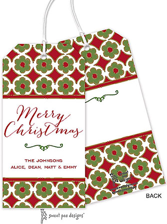 Hanging Gift Tags by Sweet Pea Designs (Circle Flowers Red & Green)