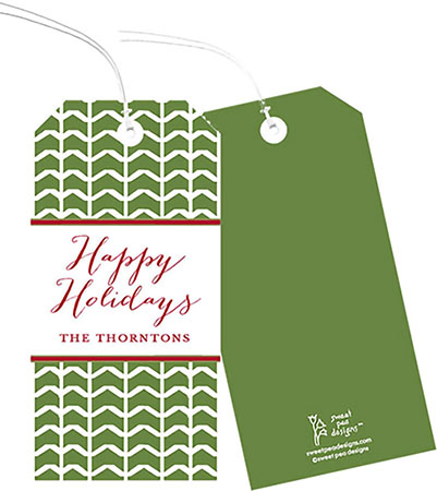 Hanging Gift Tags by Sweet Pea Designs (Feather Chevron Green)