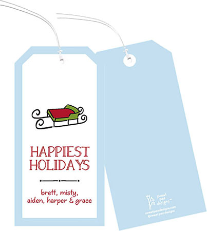 Hanging Gift Tags by Sweet Pea Designs (Solid Border Sled)