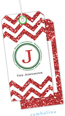Hanging Gift Tags by Tumbalina - Glitter Chevron Monogram Hanging Gift Tags by Tumbalina - Glitter Chevron Monogram