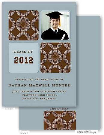 Take Note Designs - Modern Circle Brown and Blue Graduation Announcements (Photo)