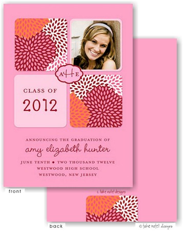 Take Note Designs - Mum Floral 4 up Graduation Announcements (Photo)