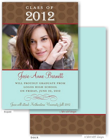Take Note Designs - Brown and Aqua Graduation Announcements (Photo)