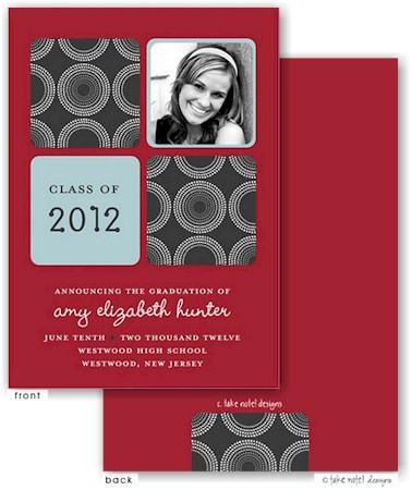 Take Note Designs - Dark Grey and Red Graduation Announcements (Photo)
