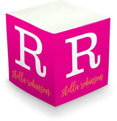 Great Gifts by Chatsworth - Memo Cubes/Sticky Notes (Hot Pink Initial)