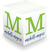 Great Gifts by Chatsworth - Memo Cubes/Sticky Notes (Bright Green Initial)