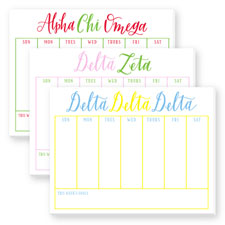 Sorority Weekly Calendar Notepads by Donovan Designs (Hand Lettered Sorority Weekly Schedule)