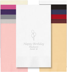 Birthday Balloons Personalized Blind Embossed Guest Towels by Embossed Graphics