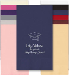 Graduation Cap Personalized Foil Stamped Guest Towels by Embossed Graphics