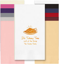 Thanksgiving Turkey Personalized Foil Stamped Guest Towels by Embossed Graphics