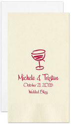 Wine Glass Personalized Flat Printed Guest Towels by Embossed Graphics