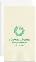 Wreath Personalized Flat Printed Guest Towels by Embossed Graphics