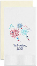 Fireworks Celebration Personalized Flat Printed Guest Towels by Embossed Graphics