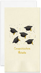 Graduation Caps Personalized Flat Printed Guest Towels by Embossed Graphics