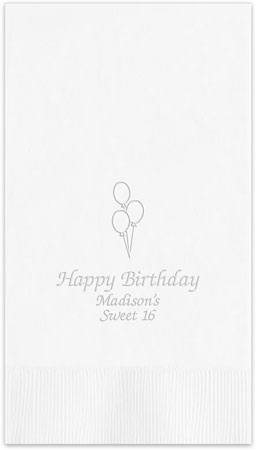 Birthday Balloons Personalized Blind Embossed Guest Towels by Embossed Graphics