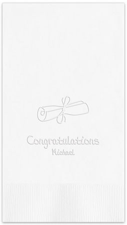 Graduation Scroll Personalized Blind Embossed Guest Towels by Embossed Graphics