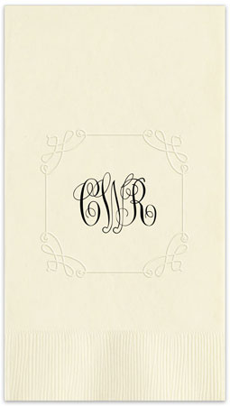 Camden Embossed-Frame Monogram Personalized Foil Stamped Guest Towels by Embossed Graphics