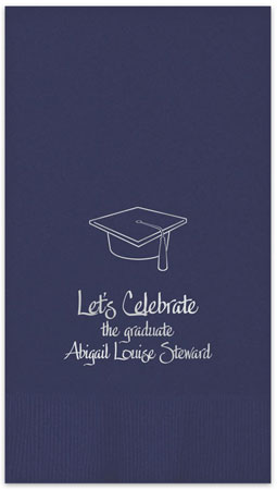 Graduation Cap Personalized Foil Stamped Guest Towels by Embossed Graphics