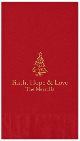 Christmas Tree Personalized Foil Stamped Guest Towels by Embossed Graphics