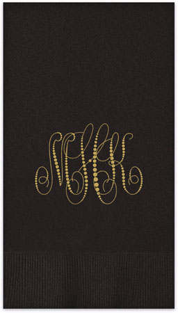 Pearl String Monogram Personalized Foil Stamped Guest Towels by Embossed Graphics