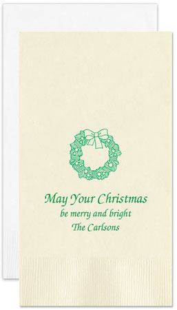 Wreath Personalized Flat Printed Guest Towels by Embossed Graphics