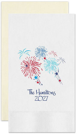 Fireworks Celebration Personalized Flat Printed Guest Towels by Embossed Graphics