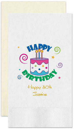 Happy Birthday Personalized Flat Printed Guest Towels by Embossed Graphics