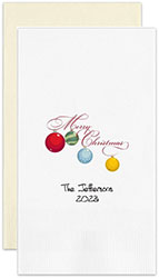 Merry Christmas Ornament Personalized Flat Printed Guest Towels by Embossed Graphics