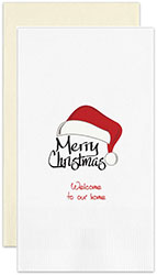 Merry Christmas Santa Personalized Flat Printed Guest Towels by Embossed Graphics