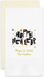 Happy New Year Personalized Flat Printed Guest Towels by Embossed Graphics