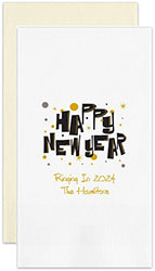 Happy New Year Personalized Flat Printed Guest Towels by Embossed Graphics