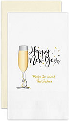 Toast To The New Year Personalized Flat Printed Guest Towels by Embossed Graphics