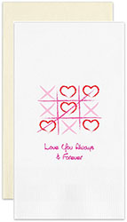 Valentine Tic Tac Toe Personalized Flat Printed Guest Towels by Embossed Graphics