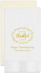 Thankful Thanksgiving Personalized Flat Printed Guest Towels by Embossed Graphics