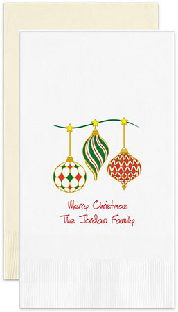 Christmas Ornaments Personalized Flat Printed Guest Towels by Embossed Graphics