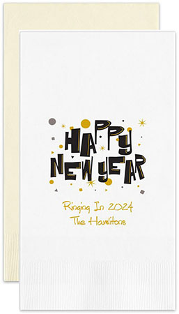 Happy New Year Personalized Flat Printed Guest Towels by Embossed Graphics Happy New Year Personalized Flat Printed Guest Towels by Embossed Graphics