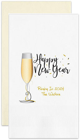 Toast To The New Year Personalized Flat Printed Guest Towels by Embossed Graphics