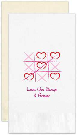 Valentine Tic Tac Toe Personalized Flat Printed Guest Towels by Embossed Graphics